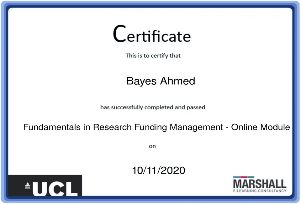 Certificates Bayes Ahmed